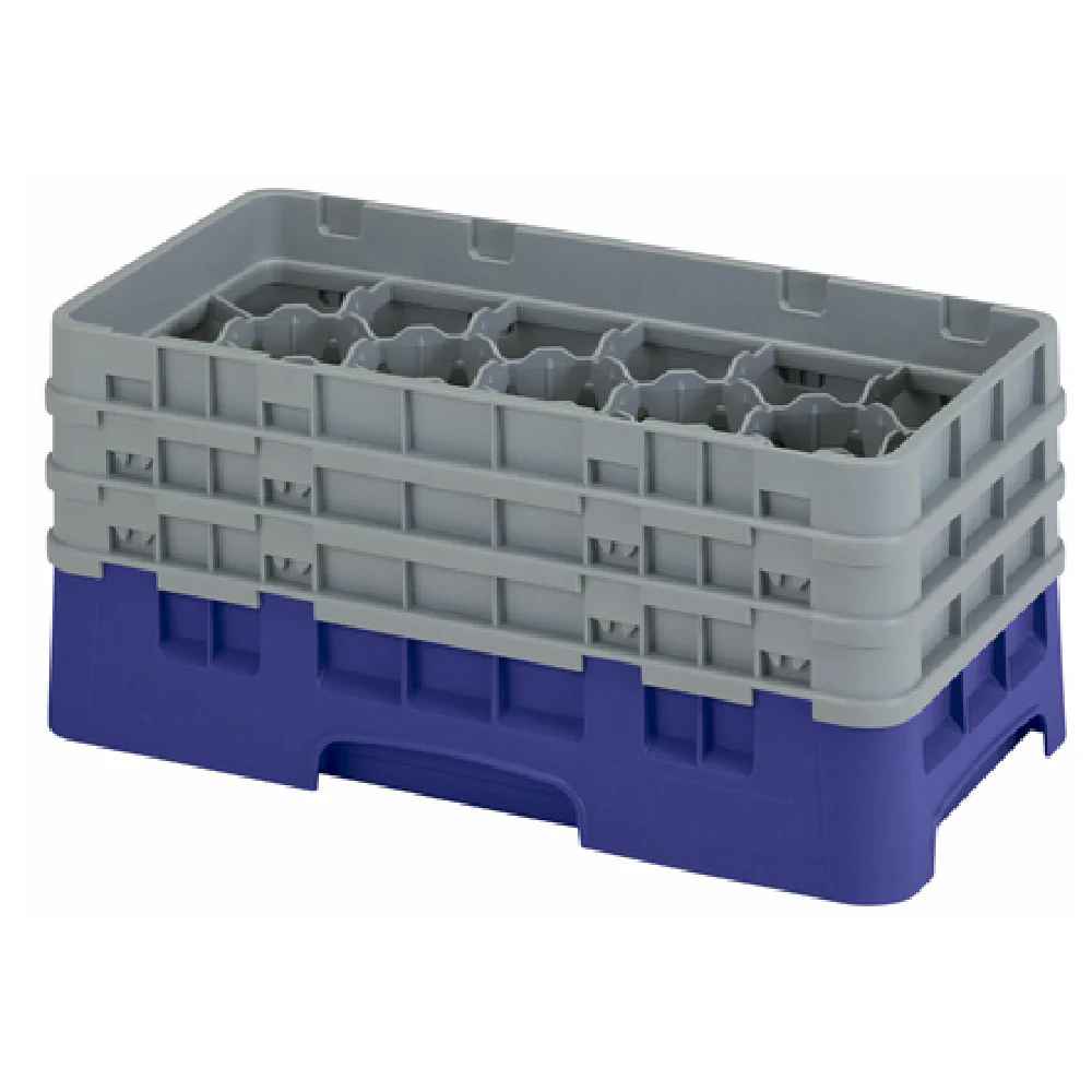 Cambro 17HS638186 10 Inch Glass Rack with 17 Compartments and Extenders Navy Blue
