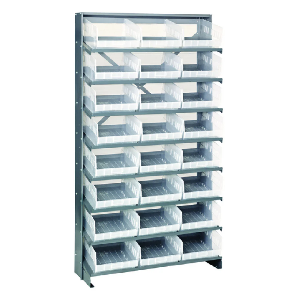 Quantum QPRS-209CL 36 Inch Pick Rack Slopped Single-sided Steel with 8 Shelves and 24 Bins