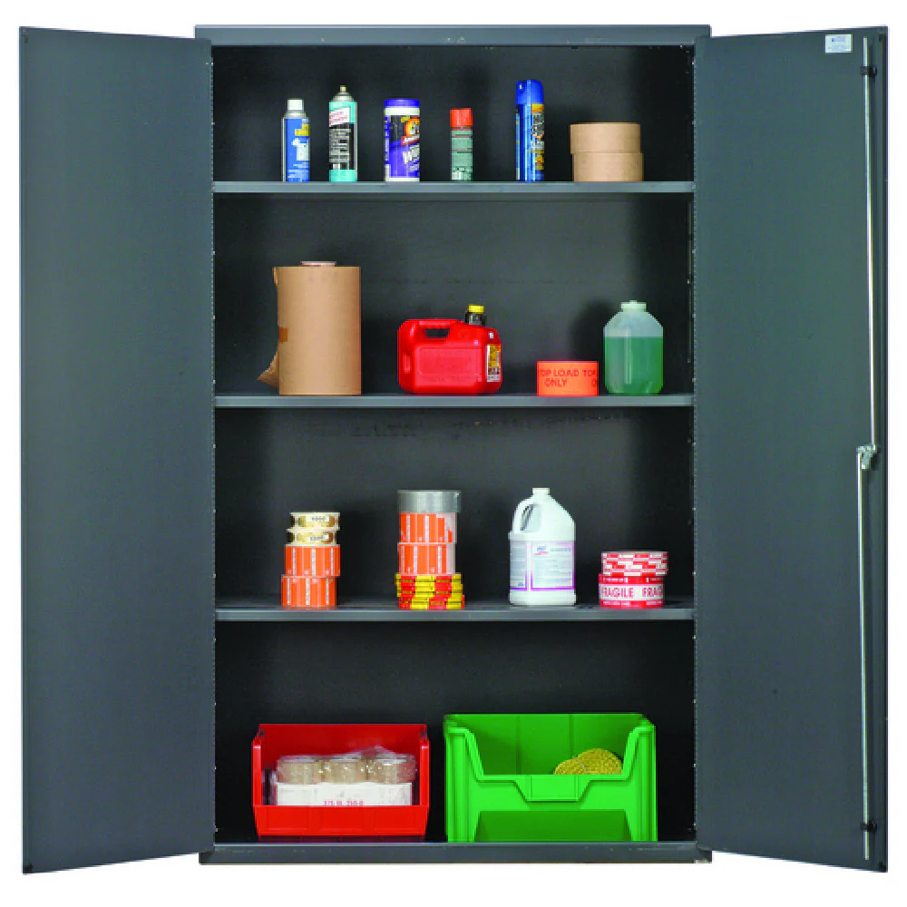 Quantum QSC-3IS 48 Inch Storage Cabinet with 3 Adjustable Shelves 14 Gauge Steel Gray Powder-Coated
