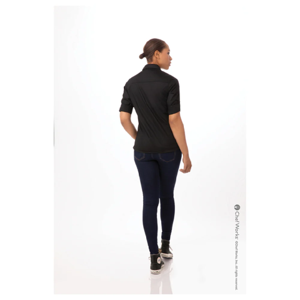 Chef Works WPDSBLK3XL Women's Dress Shirt 3XL Roll-up Long Sleeves Black Chef Works WPDSBLK3XL Women's Dress Shirt 3XL Roll-up Long Sleeves Black