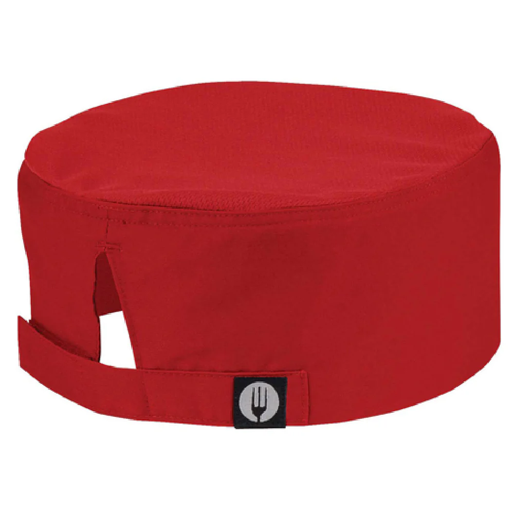 Chef Works DFCVRED0 Beanie Poly/Cotton Adjustable Velcro Red Cool Vent Top