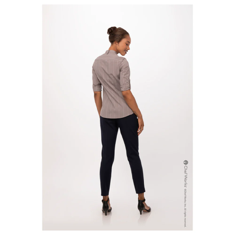 Chef Works SFB03W-TAU-M Women's Voce Dress Shirt Medium Roll-up Long Sleeves Taupe Poly/cotton Chef Works SFB03W-TAU-M Women's Voce Dress Shirt Medium Roll-up Long Sleeves Taupe Poly/cotton
