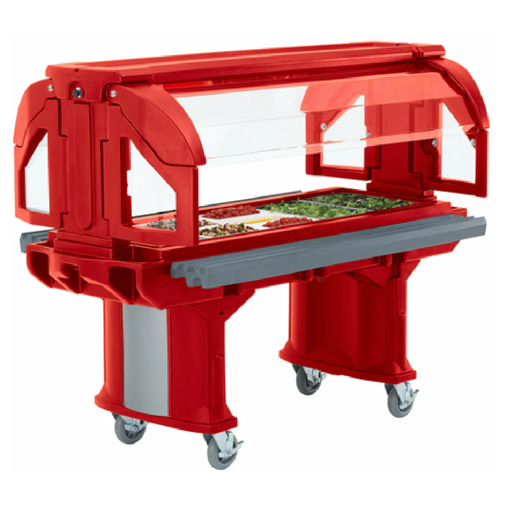 Cambro VBRL6158 82 Inch Cold Food Serving Buffet with Casters Red Polyethylene