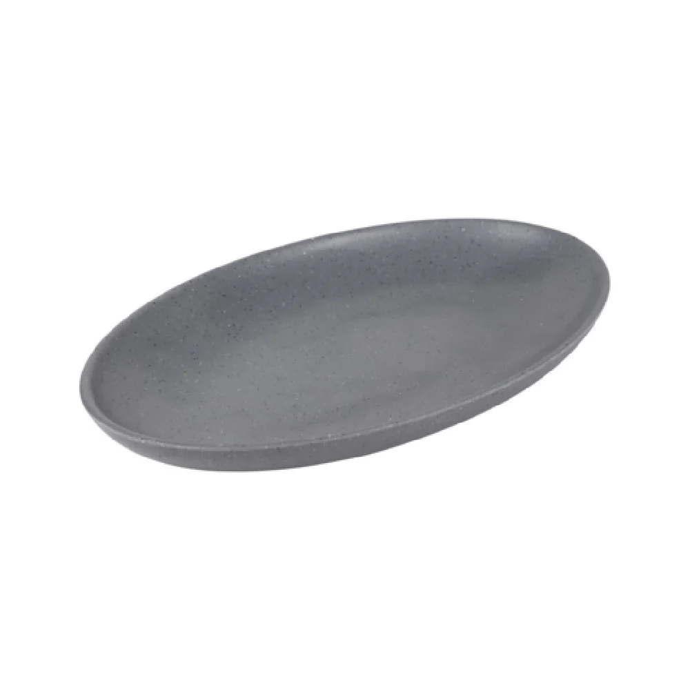 GET Enterprises RT1510OV-GS 15 Inch Oval Platter with Rounded Edges Melamine Gray