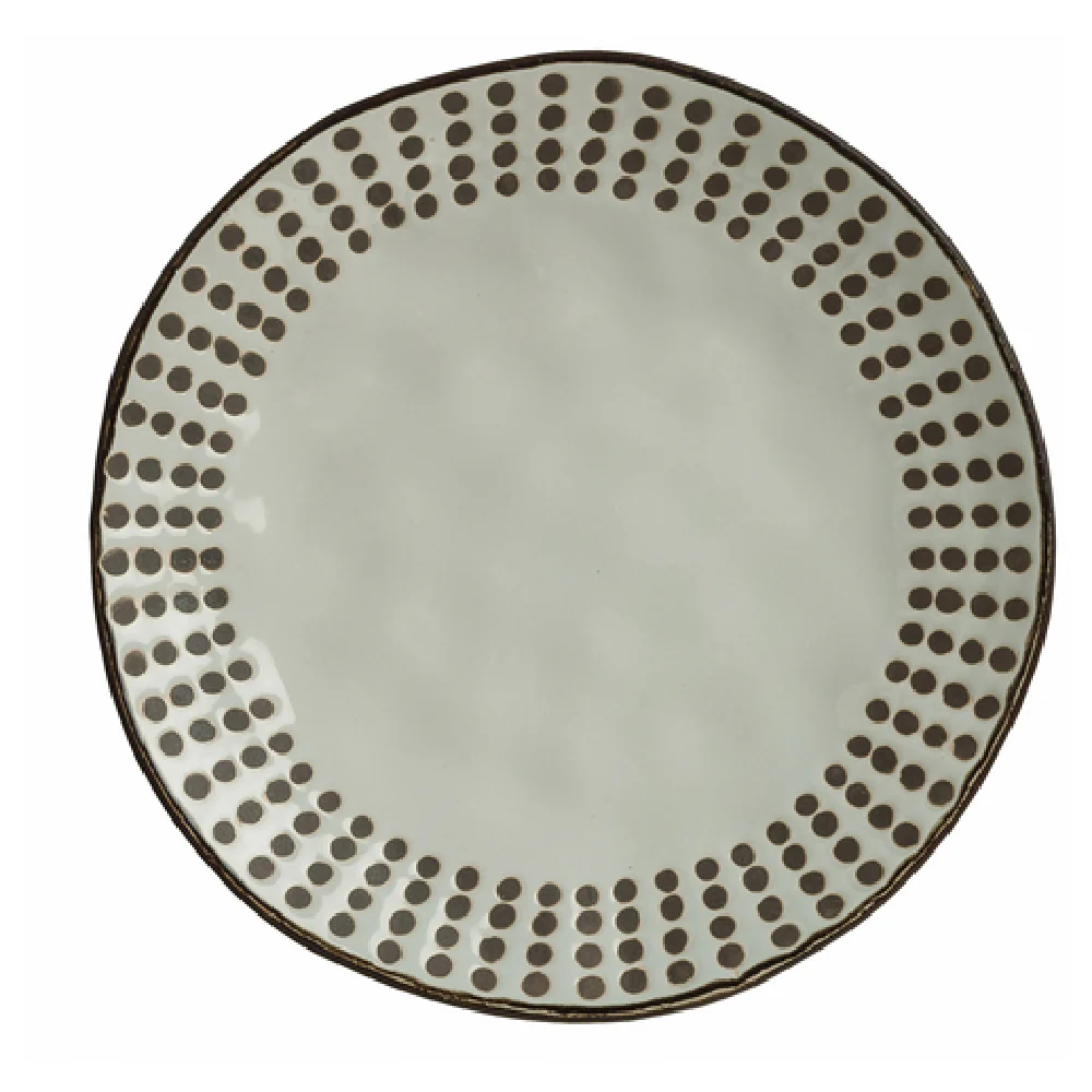 Libbey DULCET-2G 8-5/8 Inch Round Salad Plate Dishwasher Safe Stoneware Gray Dots