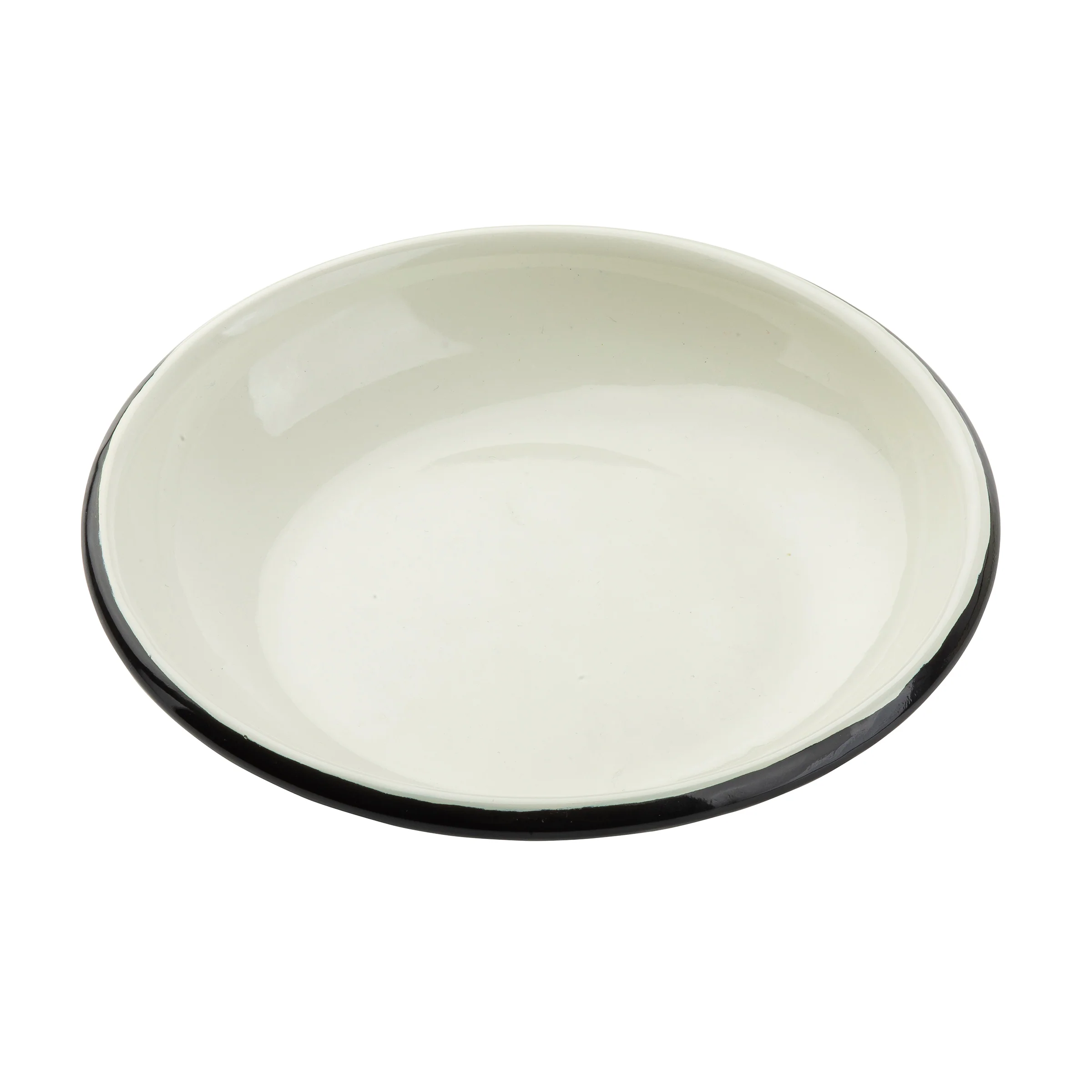Tablecraft 11153 12 Oz Round Coupe Plate Vitreous Porcelain Enamel over Steel Black White Tablecraft 11153 12 Oz Round Coupe Plate Vitreous Porcelain Enamel over Steel Black White