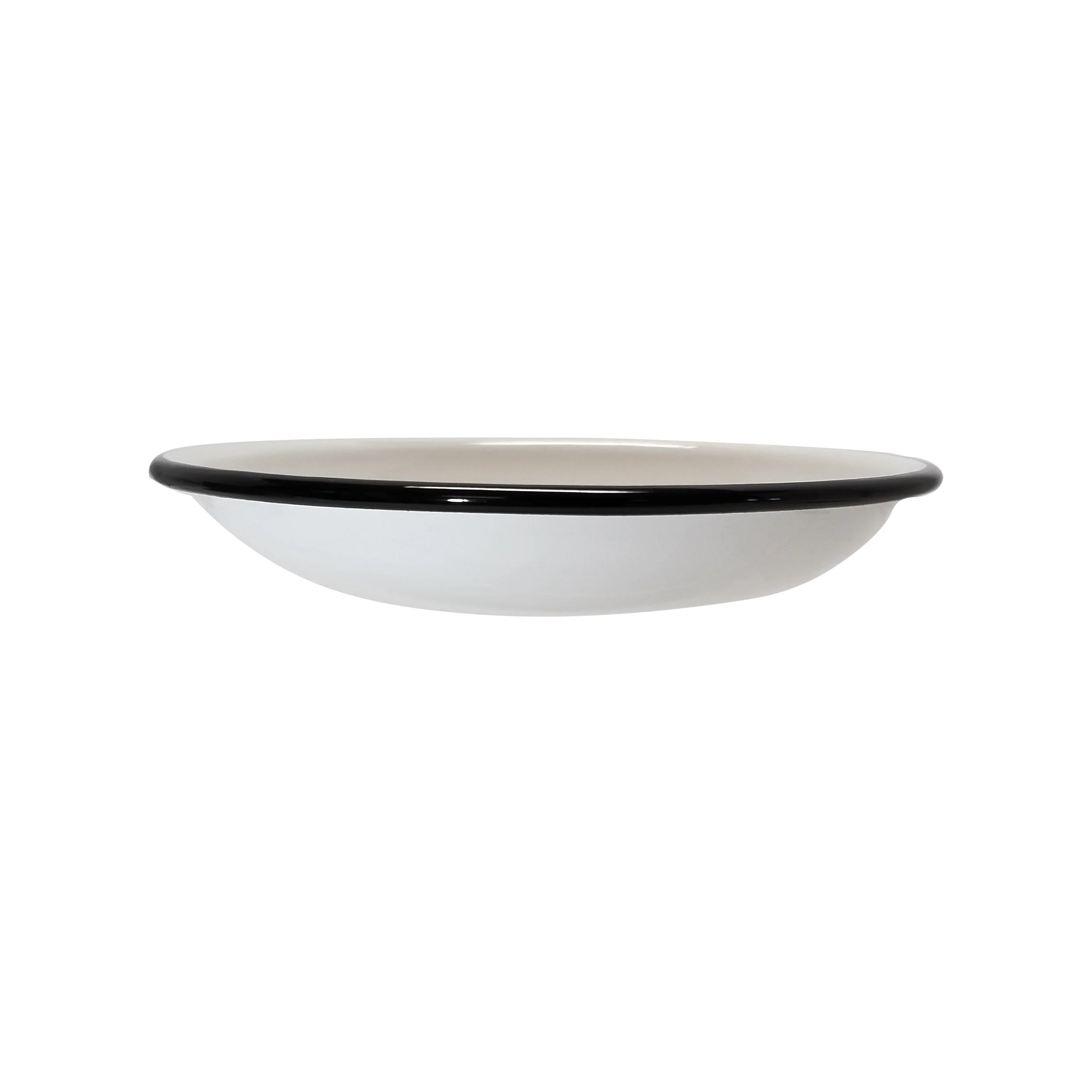 Tablecraft 11153 12 Oz Round Coupe Plate Vitreous Porcelain Enamel over Steel Black White Tablecraft 11153 12 Oz Round Coupe Plate Vitreous Porcelain Enamel over Steel Black White