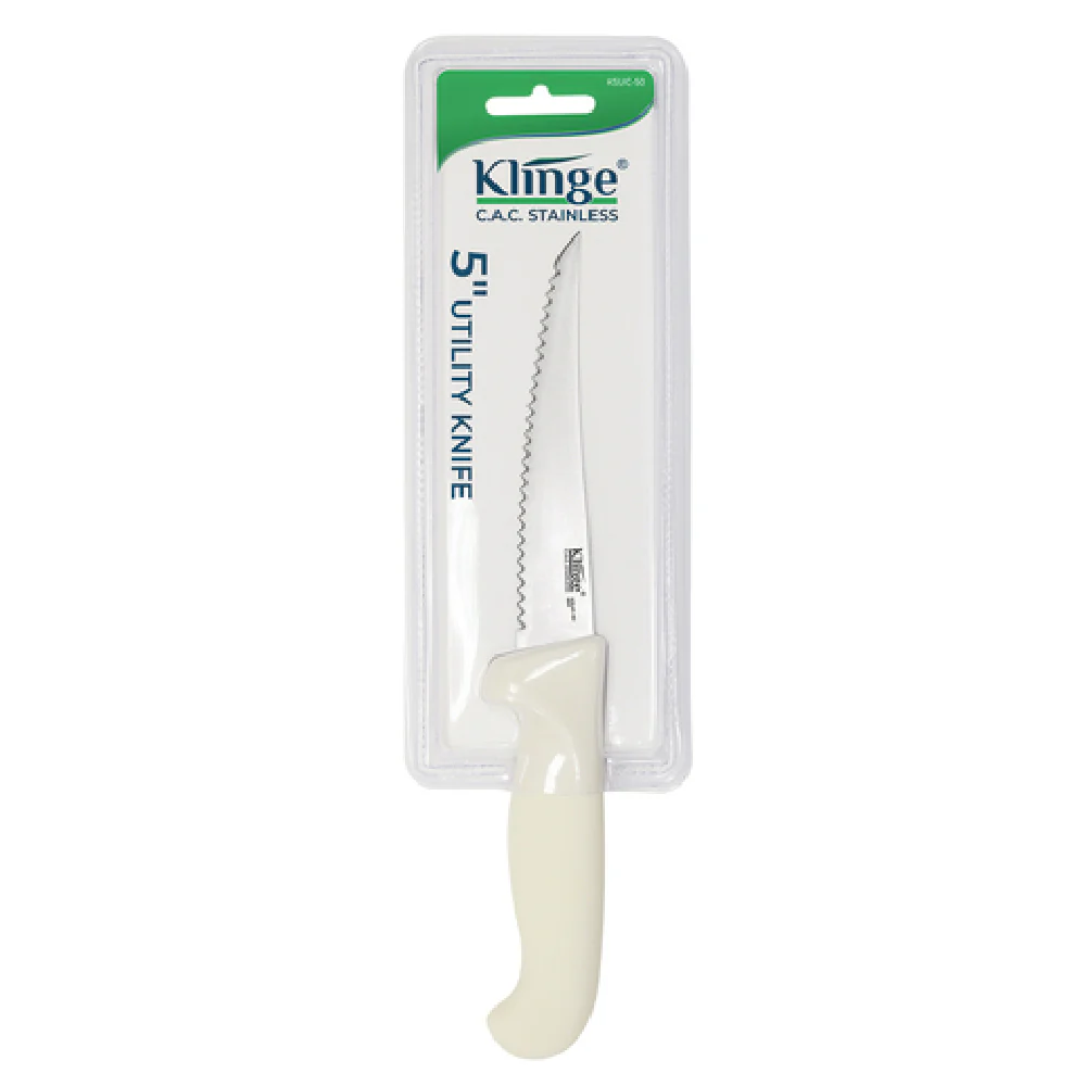CAC China KSUC-50 5 Inch Stamped Utility Knife High Carbon Steel White Handle CAC China KSUC-50 5 Inch Stamped Utility Knife High Carbon Steel White Handle