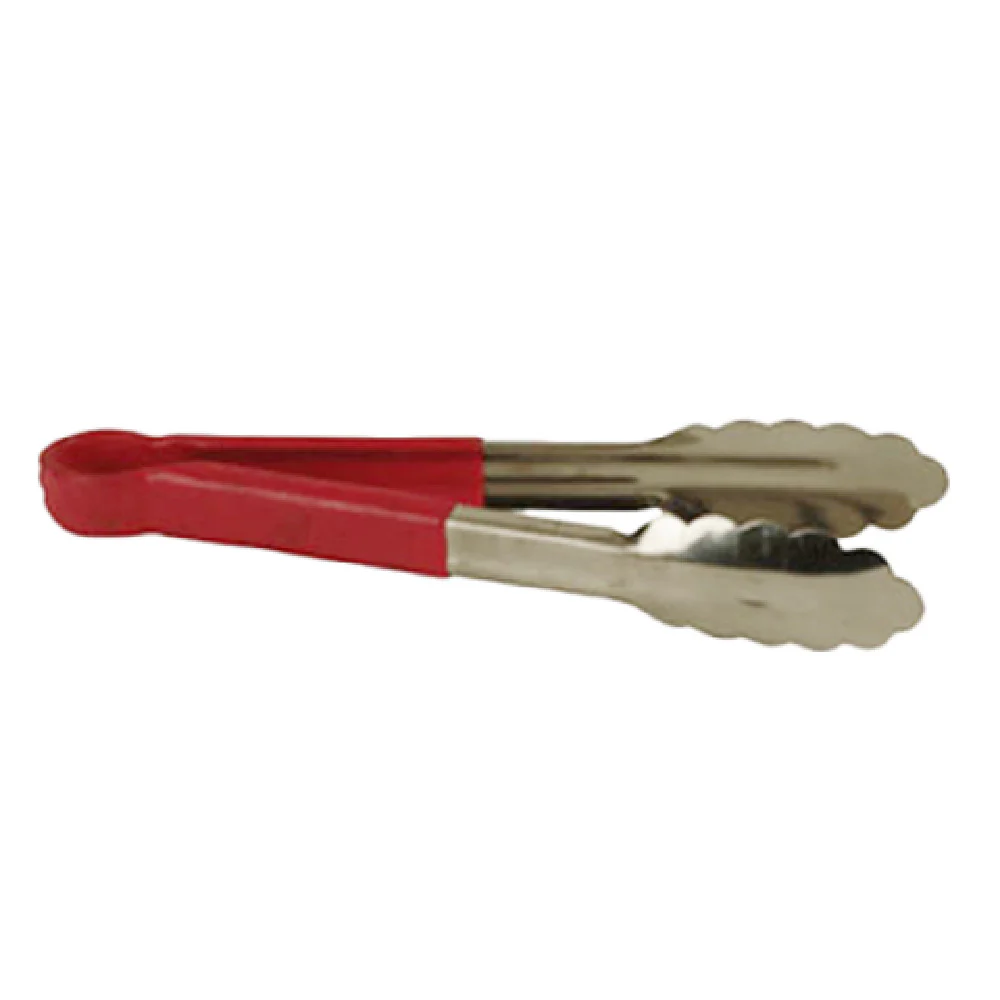 Thunder Group SLTG812R 12 Inch Utility Tongs One-piece Non-slip Red Stainless Steel