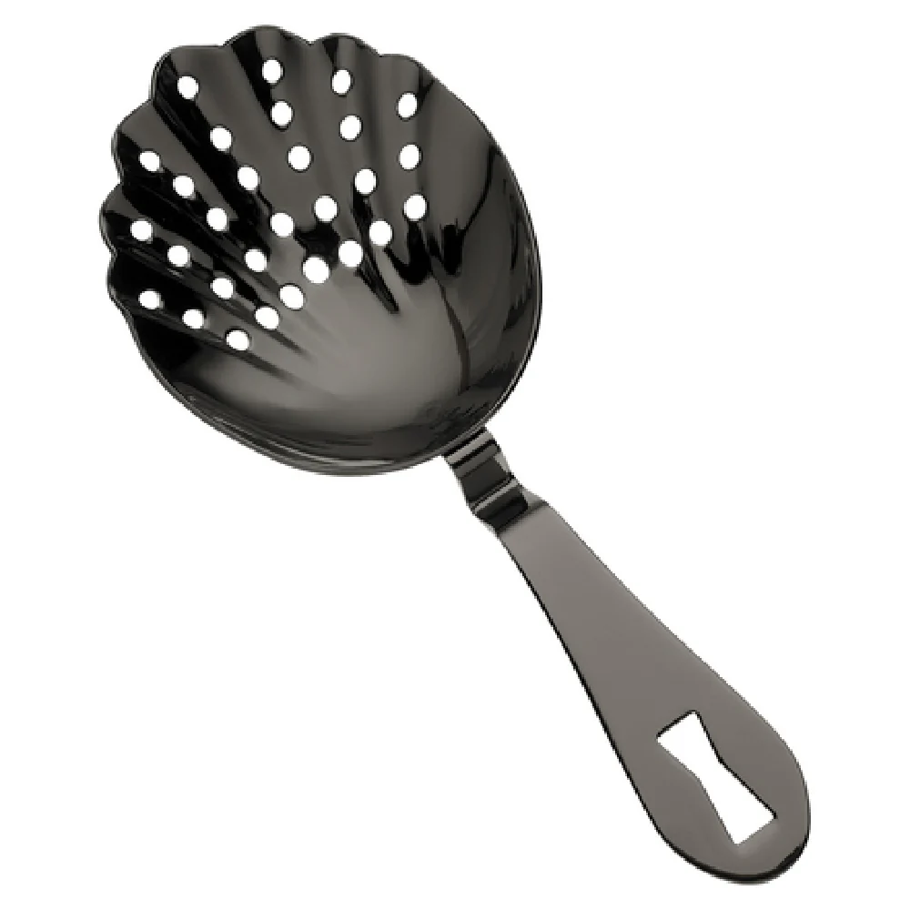 Mercer Culinary M37029BK 7 Inch Julep Strainer Scalloped Gun Metal Black Stainless Steel Mercer Culinary M37029BK 7 Inch Julep Strainer Scalloped Gun Metal Black Stainless Steel
