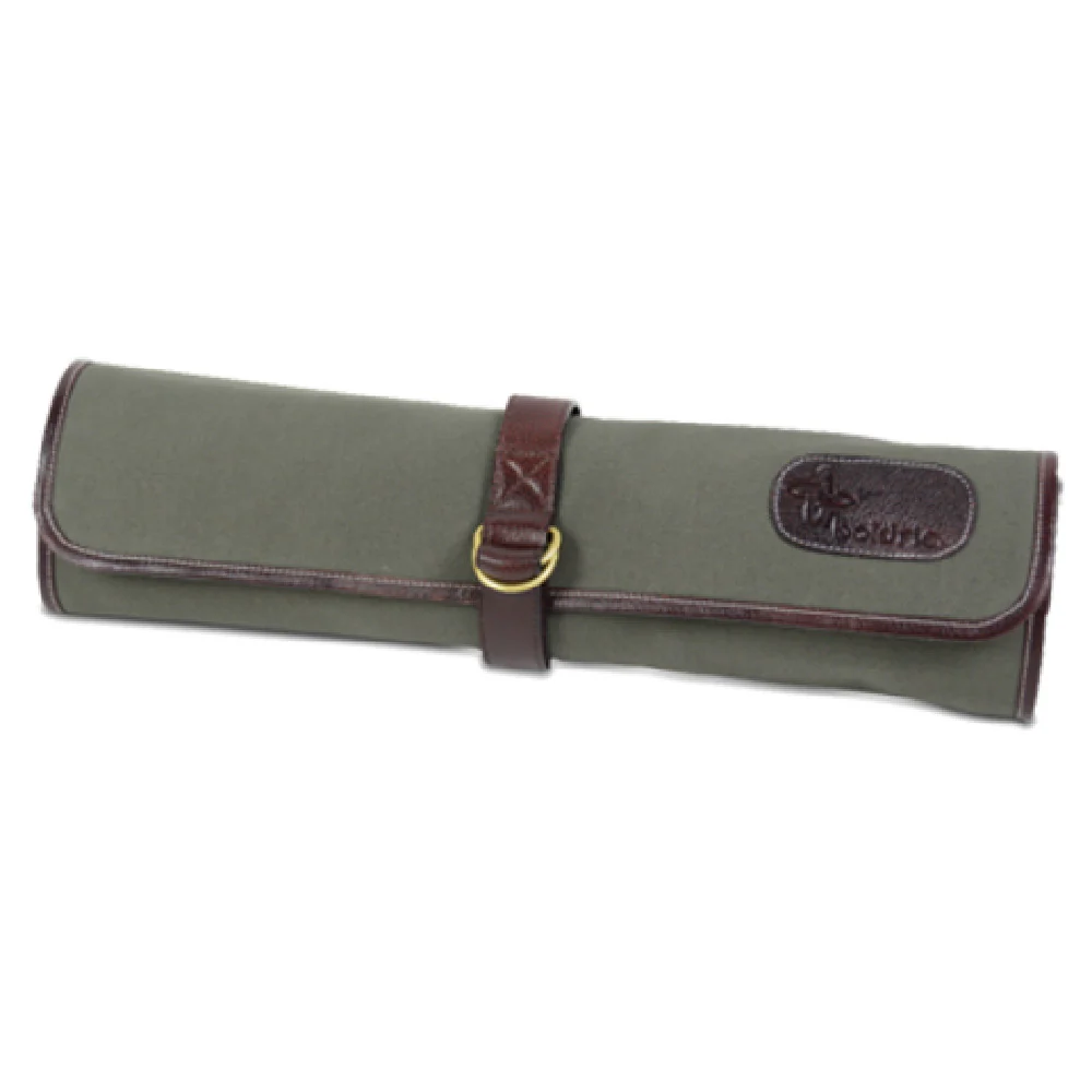 JB Prince Z265 O 20-1/2 Inch Knife Roll 8 Pocket Utility Pocket Canvas Olive Green