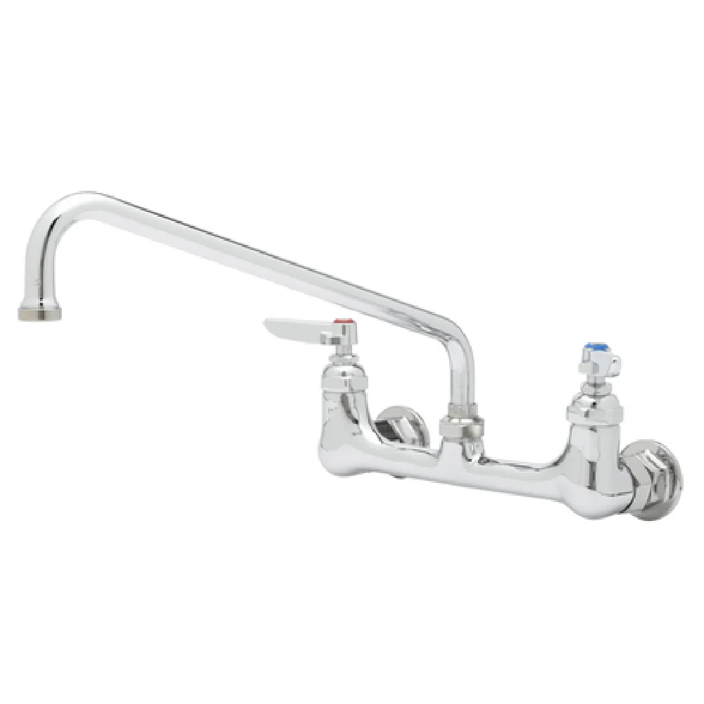 T&S Brass B-0244 12 Inch Swivel Spout Low Lead Wall Mount Faucet with Renewable Seats