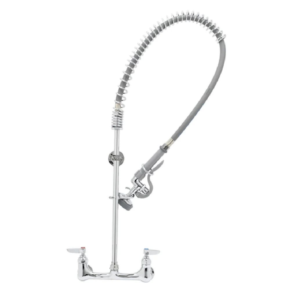 T&S Brass B-0133-BR-B 8 Inch Pre-Rinse Unit Stainless Steel with Supply Stops and Hoses