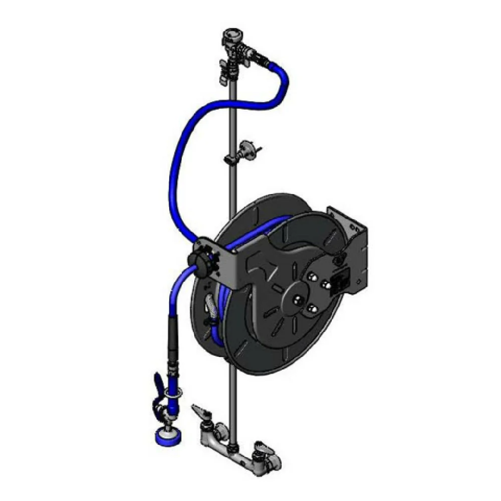 T&S Brass B-7142-U01XS1E Hose Reel Assembly Open Stainless Steel Reel 3/8