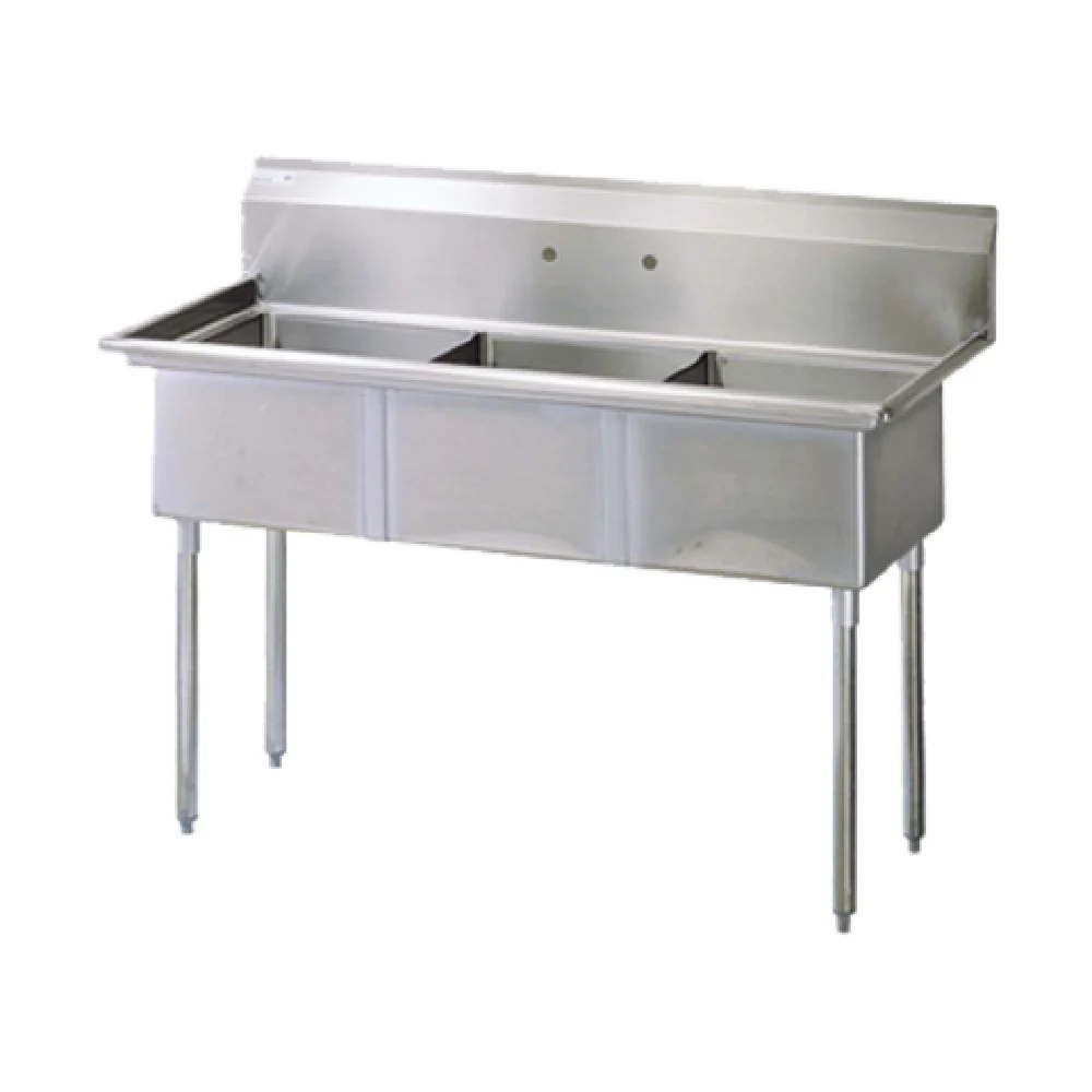 Turbo Air TSA-3-N 18 Inch Prep Sink Three Compartment NSF 18 Gauge Stainless Steel