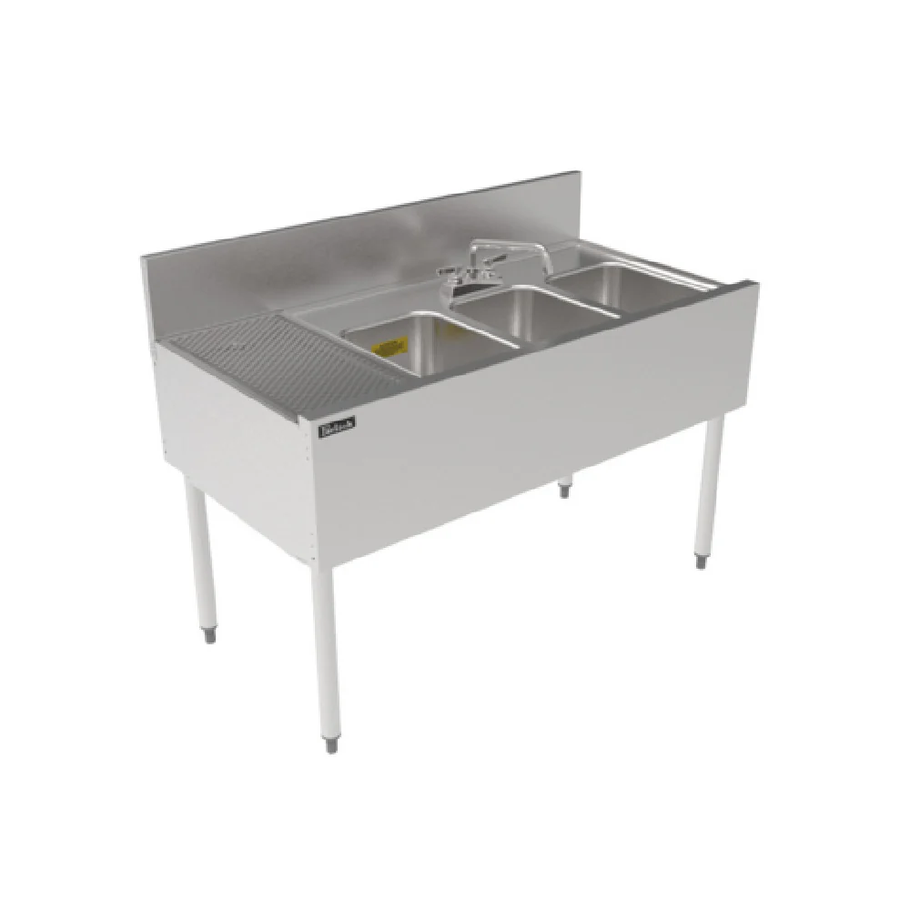 Perlick TSF48M3-DBL 48 Inch Underbar Multi-tank Sink Unit Three Compartments Stainless Steel with Drainboard Perlick TSF48M3-DBL 48 Inch Underbar Multi-tank Sink Unit Three Compartments Stainless Steel with Drainboard