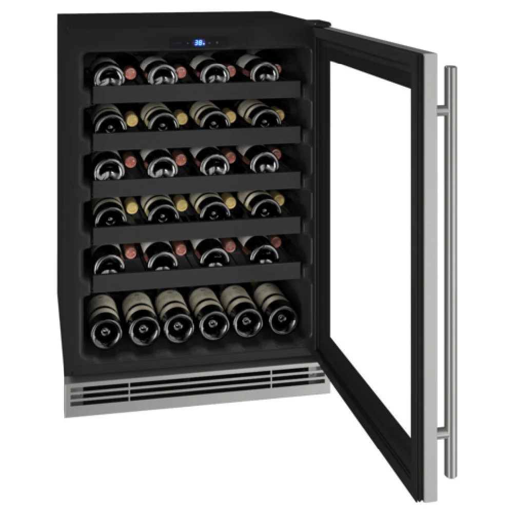 U-Line Corporation UHWC124-SG01A 23-15/16 Inch Undercounter Wine Refrigerator Black Exterior Stainless Steel with Digital Controls