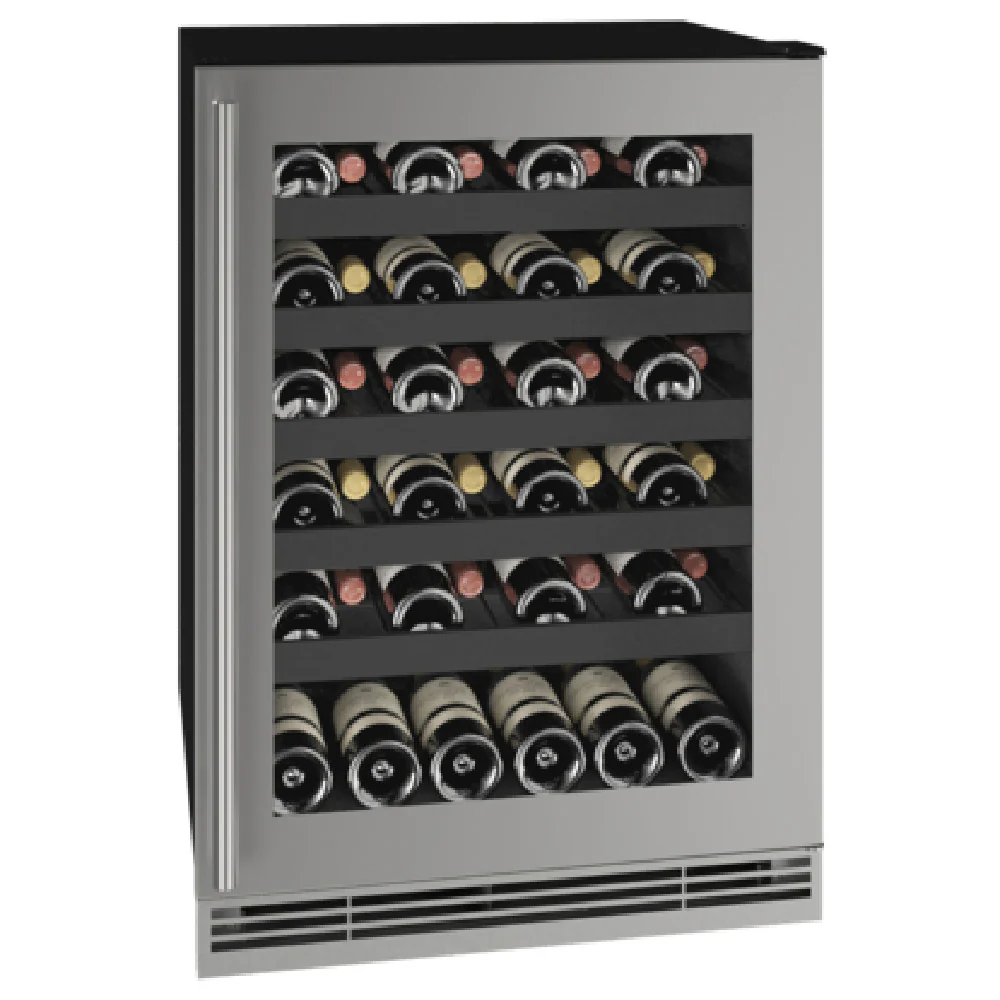 U-Line Corporation UHWC124-SG01A 23-15/16 Inch Undercounter Wine Refrigerator Black Exterior Stainless Steel with Digital Controls