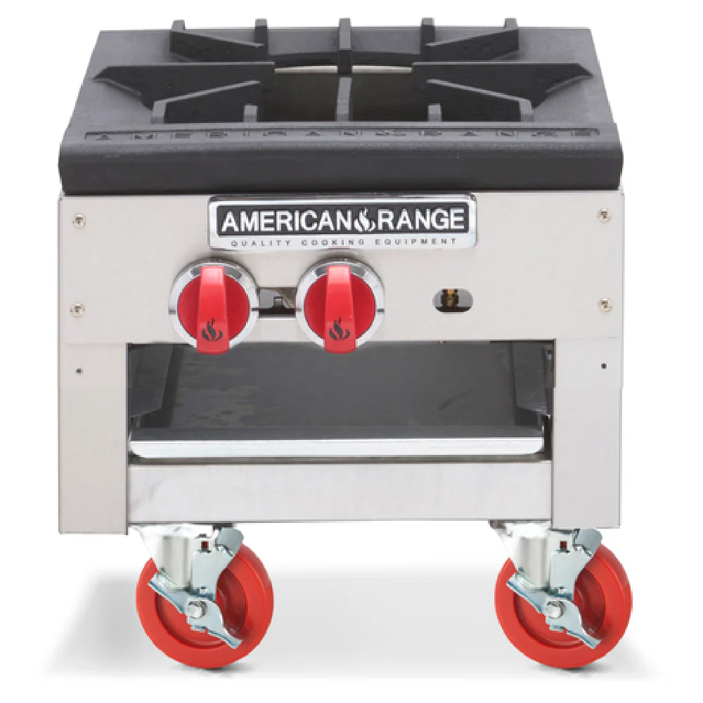 American Range SPSH-18-2_LP 18 Inch Gas Stock Pot Range with Removable Crumb Tray 2 Burner 180000 BTU American Range SPSH-18-2_LP 18 Inch Gas Stock Pot Range with Removable Crumb Tray 2 Burner 180000 BTU