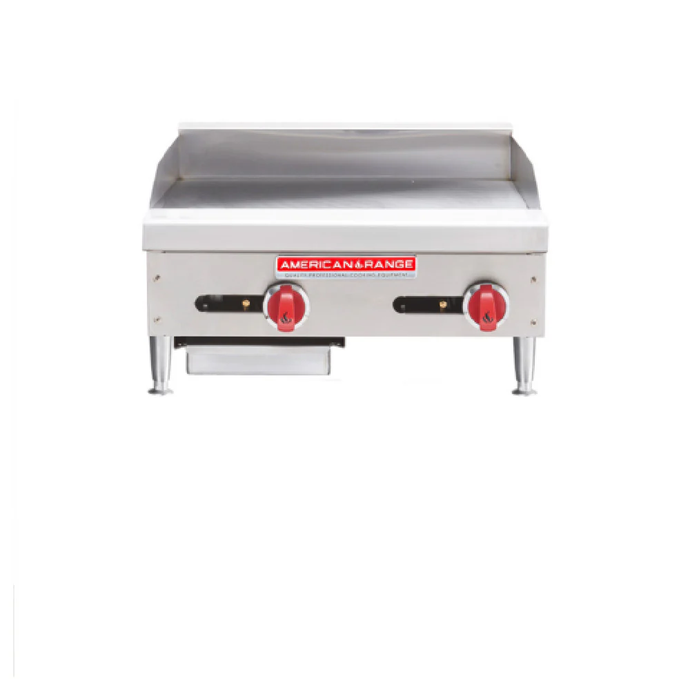 American Range ARTG-24_NAT 24 Inch Griddle Gas with Stainless Steel Grease Pan 2 Burner 60000 BTU