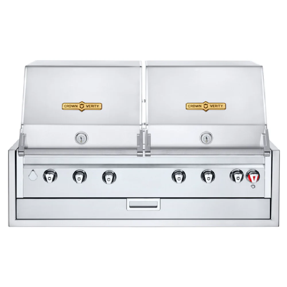 Crown Verity IBI482RD 55 Inch Gas Built-In Charbroiler 6 Burners 93000 BTU with Cover