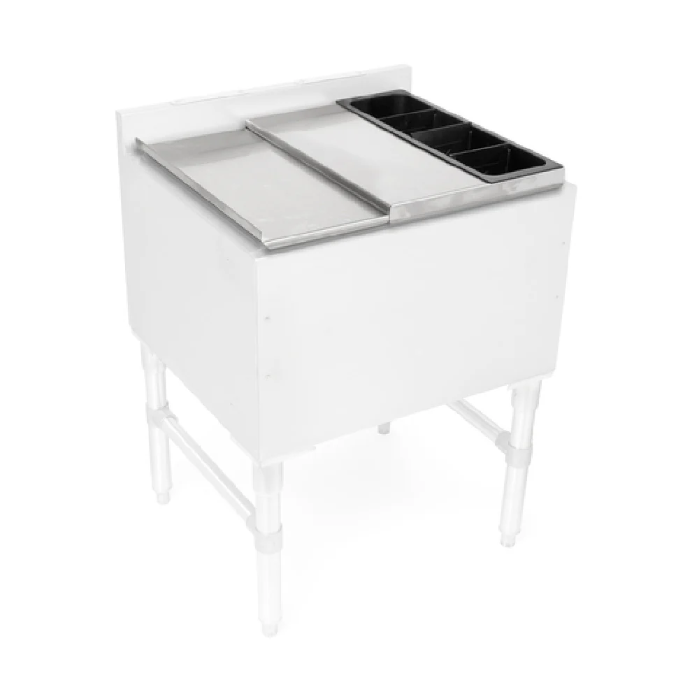 John Boos UBIBL-2130-BWH 30 Inch Underbar Ice Bin Lid with Bottle Well Holder Stainless Steel