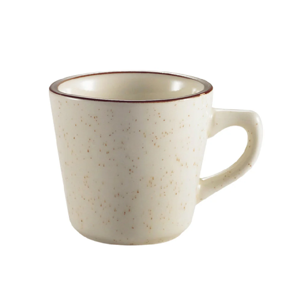 CAC China AZ-1 7 Oz Coffee Cup Brown Rim Ceramic Dishwasher Safe 3 Dozen Cases