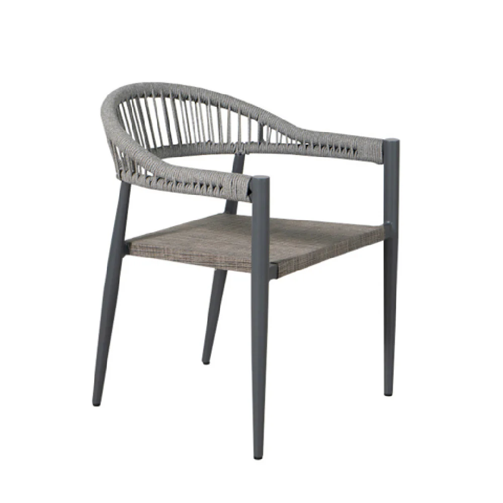 Plantation Prestige Commercial Furniture 8231100-0255 22 Inch Armchair Gunmetal Finish with Grey Sling Seat