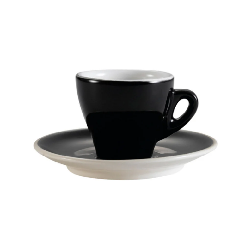 CAC China E-3-BLK 4-7/8 Inch Round Saucer Cup And Saucer Set Porcelain