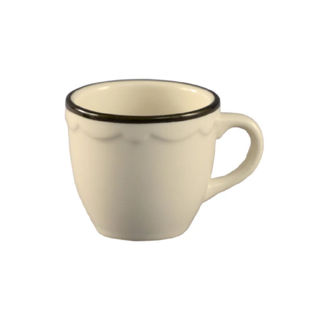 CAC China SC-35B 3-1/2 Oz Cup Scallop Edge Dishwasher Safe Ceramic