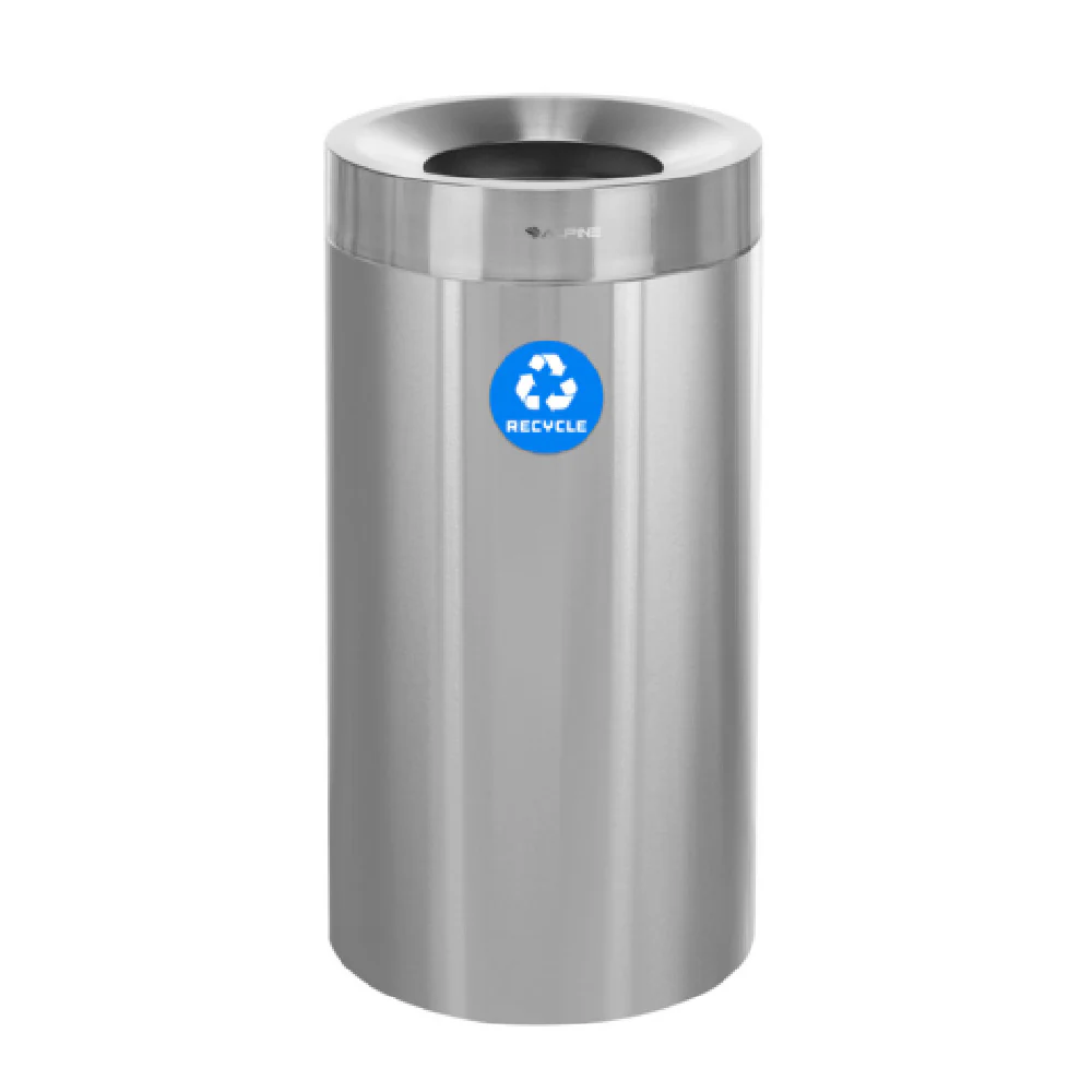 Alpine Industries ALP475-27-R 16 Inch Recycling Can Stainless Steel Open Top