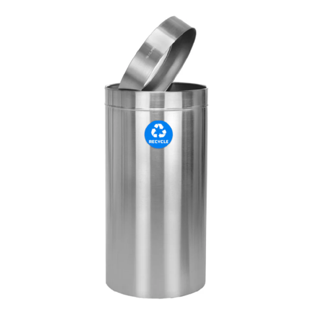 Alpine Industries ALP475-27-R 16 Inch Recycling Can Stainless Steel Open Top Alpine Industries ALP475-27-R 16 Inch Recycling Can Stainless Steel Open Top