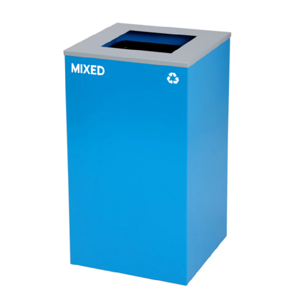 Alpine Industries ALP4450-KIT-BLU-S-MIX 16 Inch Blue Recycling Bin with Opening Lid
