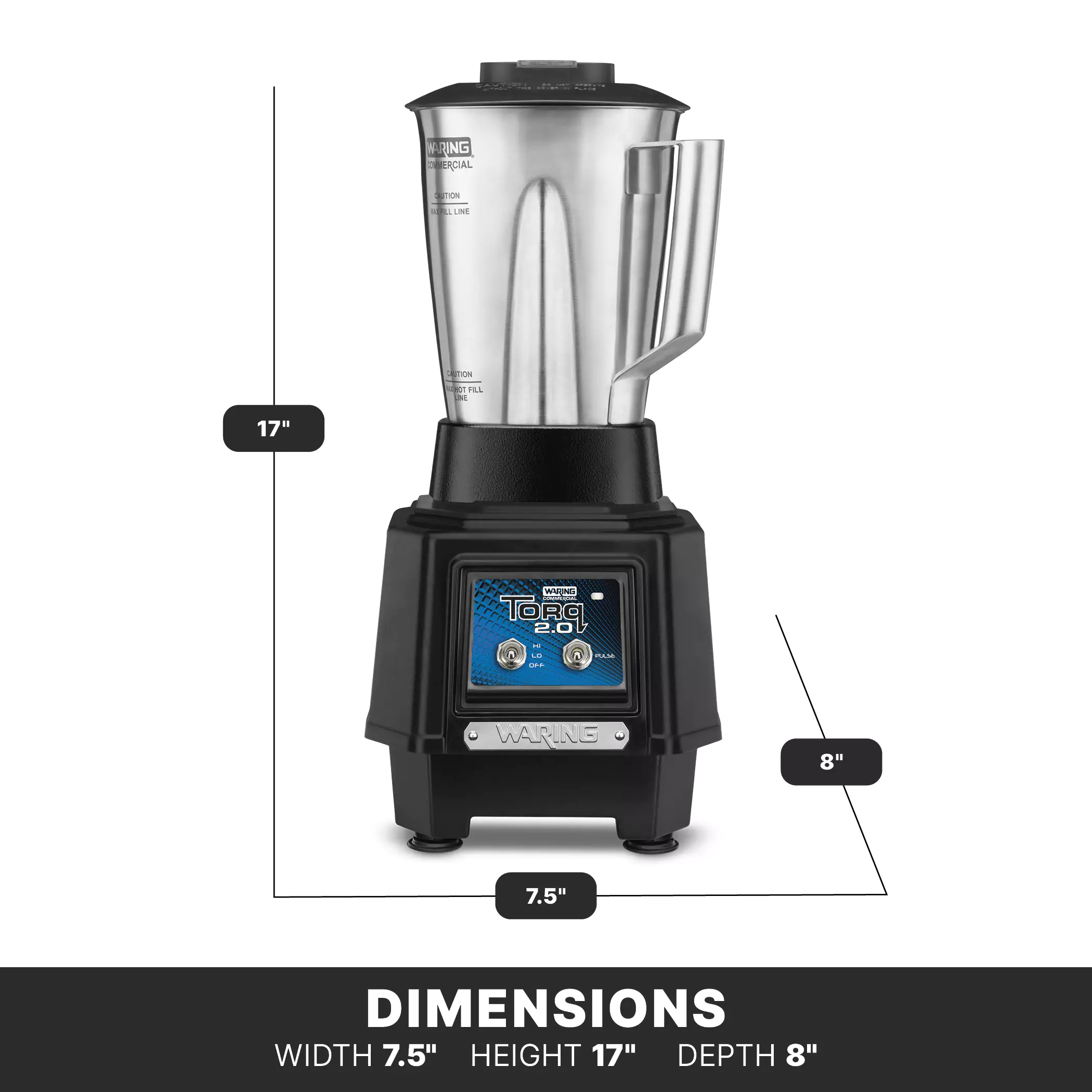 Waring TBB145S4K 11 Inch Blender 1.4 Liter Stainless Steel Container Electric Countertop Waring TBB145S4K 11 Inch Blender 1.4 Liter Stainless Steel Container Electric Countertop