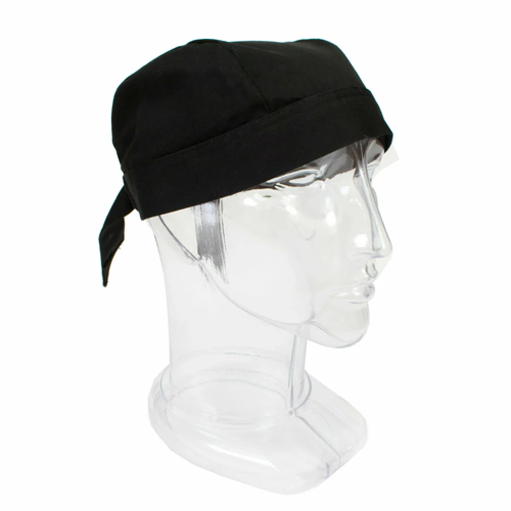 John Ritzenthaler Company RZSCBKC Chef Skull Cap Cotton Black with Elastic Tie