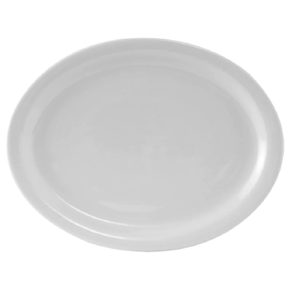 Tuxton CLH-096 9-3/4 Inch Oval Platter Narrow Rim Porcelain Lead-Free