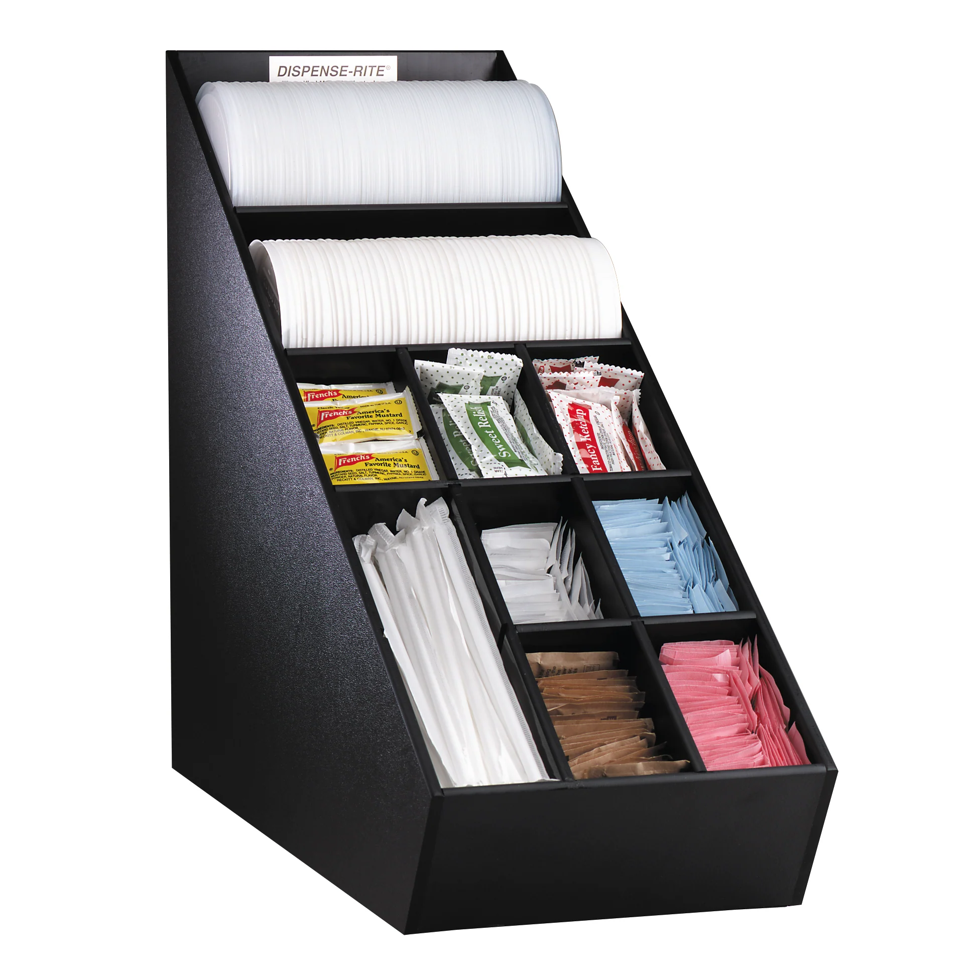 Dispense Rite NLO-1B 20 Inch Condiment Caddy Plastic with Removable Dividers Black Dispense Rite NLO-1B 20 Inch Condiment Caddy Plastic with Removable Dividers Black