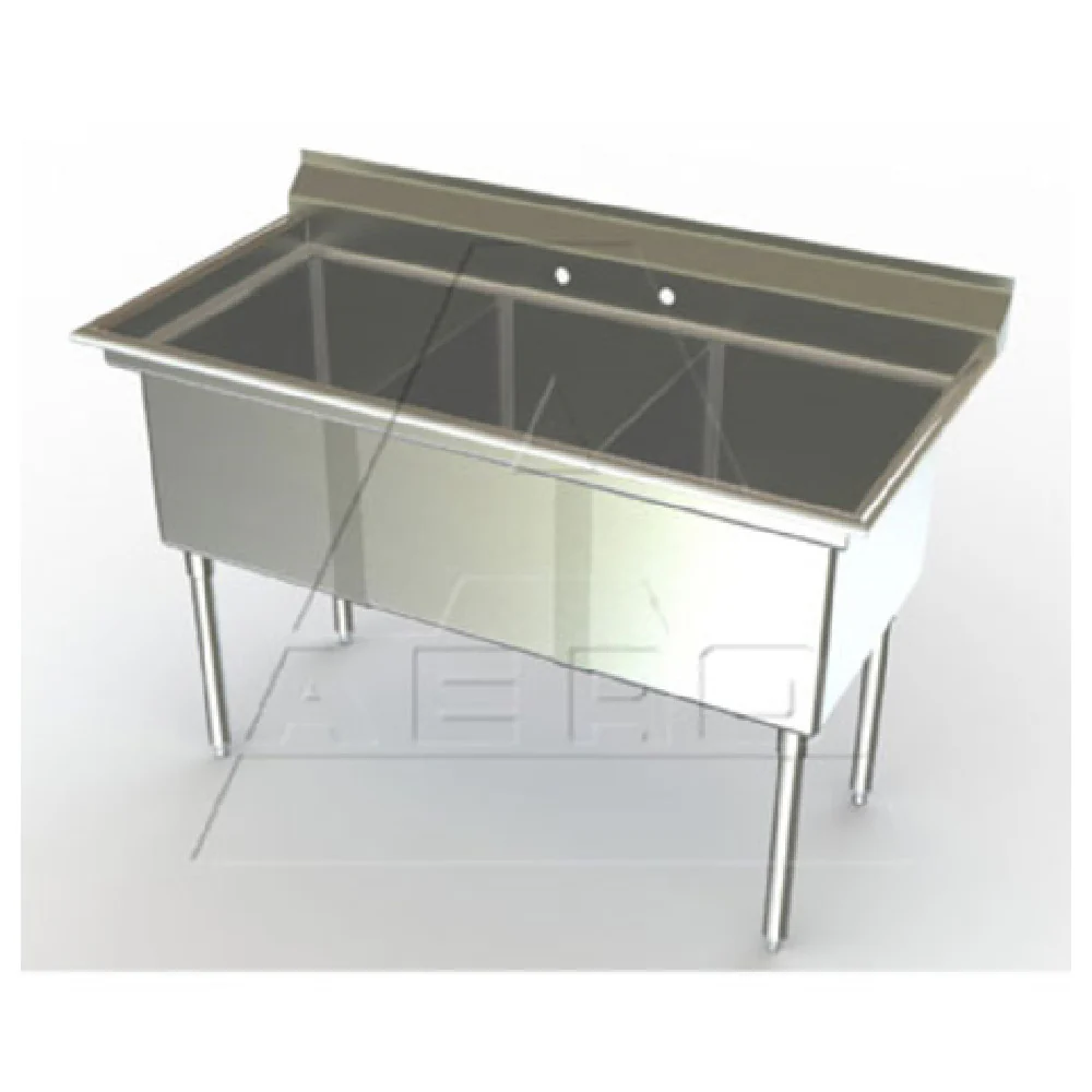 AERO Manufacturing XF3-2418 18 Inch Sink No Drainboard Three Compartment Stainless Steel with Delux AERO Manufacturing XF3-2418 18 Inch Sink No Drainboard Three Compartment Stainless Steel with Delux