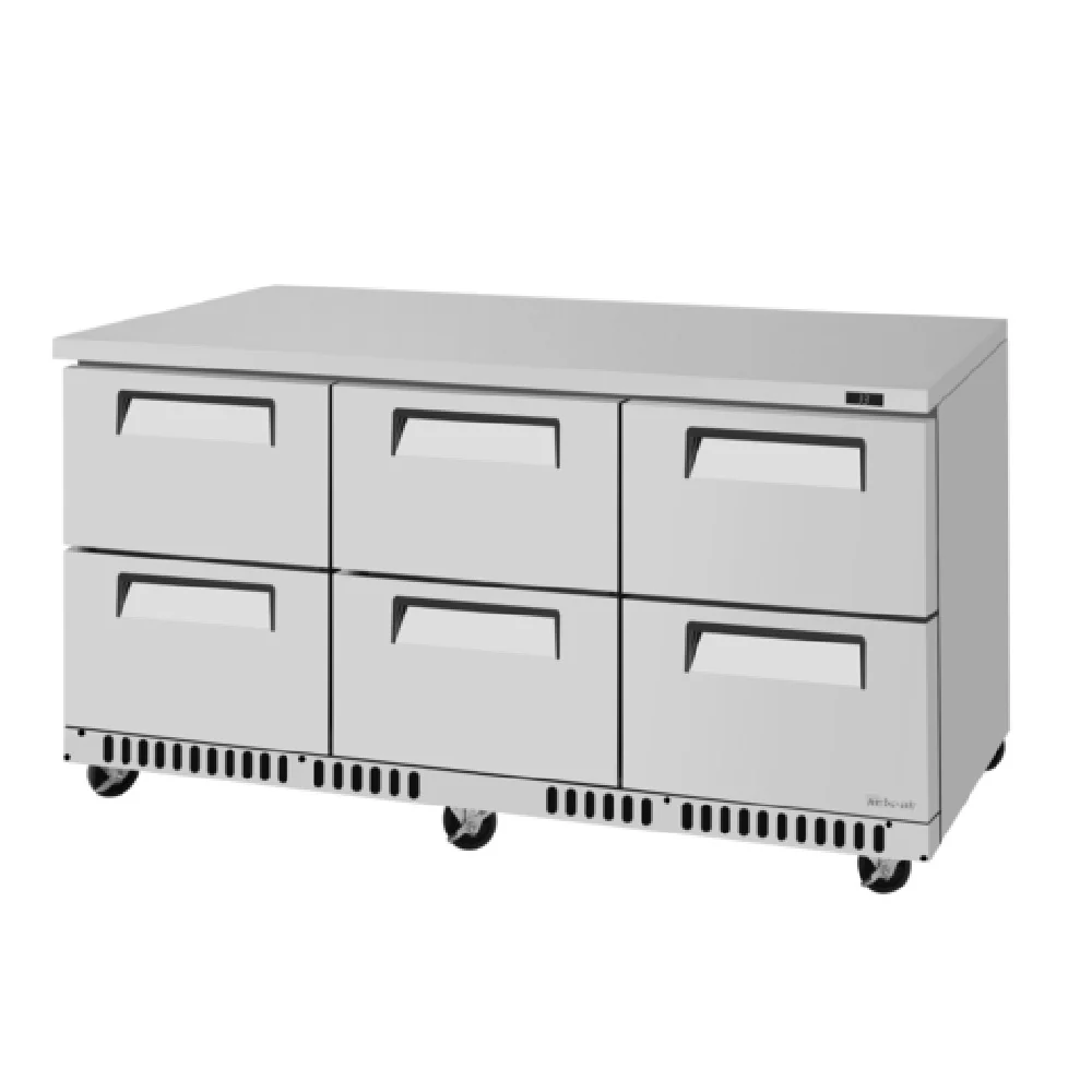 Turbo Air TUR-72SD-D6-FB-N 72 Inch Super Deluxe Undercounter Refrigerator 17.6 cu ft Front Breathing Airflow with 6 Drawers