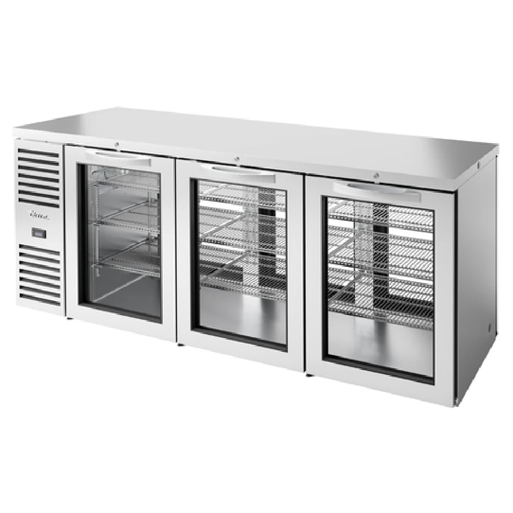 True Refrigeration TBR84-PTSZ1-L-S-GGG-GGG-1 84 Inch Pass-Thru Back Bar Cooler with Glass Doors True Refrigeration TBR84-PTSZ1-L-S-GGG-GGG-1 84 Inch Pass-Thru Back Bar Cooler with Glass Doors