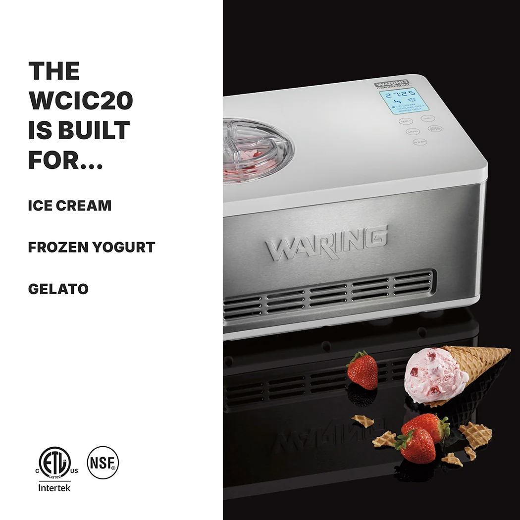 Waring WCIC20E 2 Qt Electric Ice Cream Maker Built-in Compressor Stainless Steel Waring WCIC20E 2 Qt Electric Ice Cream Maker Built-in Compressor Stainless Steel