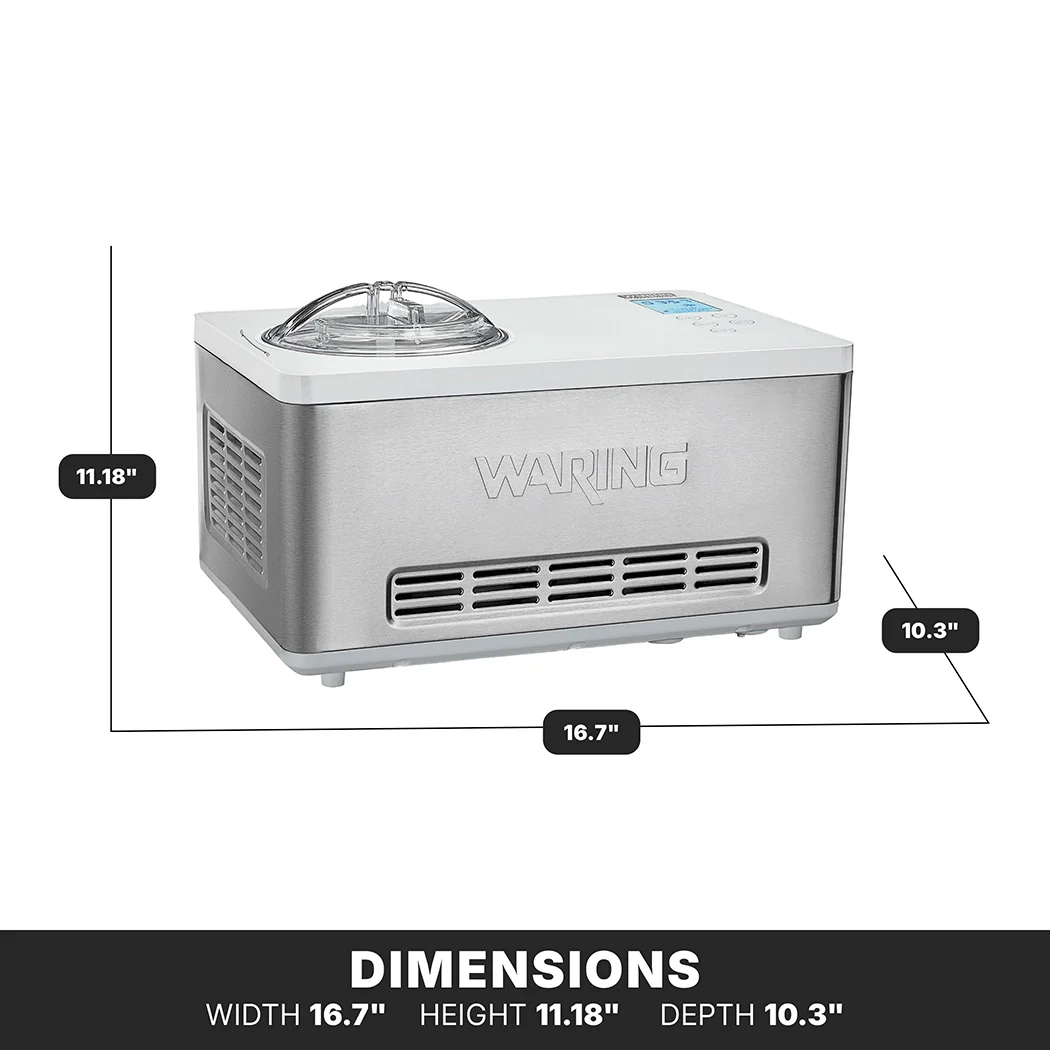 Waring WCIC20E 2 Qt Electric Ice Cream Maker Built-in Compressor Stainless Steel Waring WCIC20E 2 Qt Electric Ice Cream Maker Built-in Compressor Stainless Steel