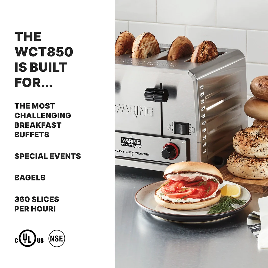 Waring WCT850E 14 Inch Commercial Electric Toaster Heavy-duty with 4 Slots Waring WCT850E 14 Inch Commercial Electric Toaster Heavy-duty with 4 Slots