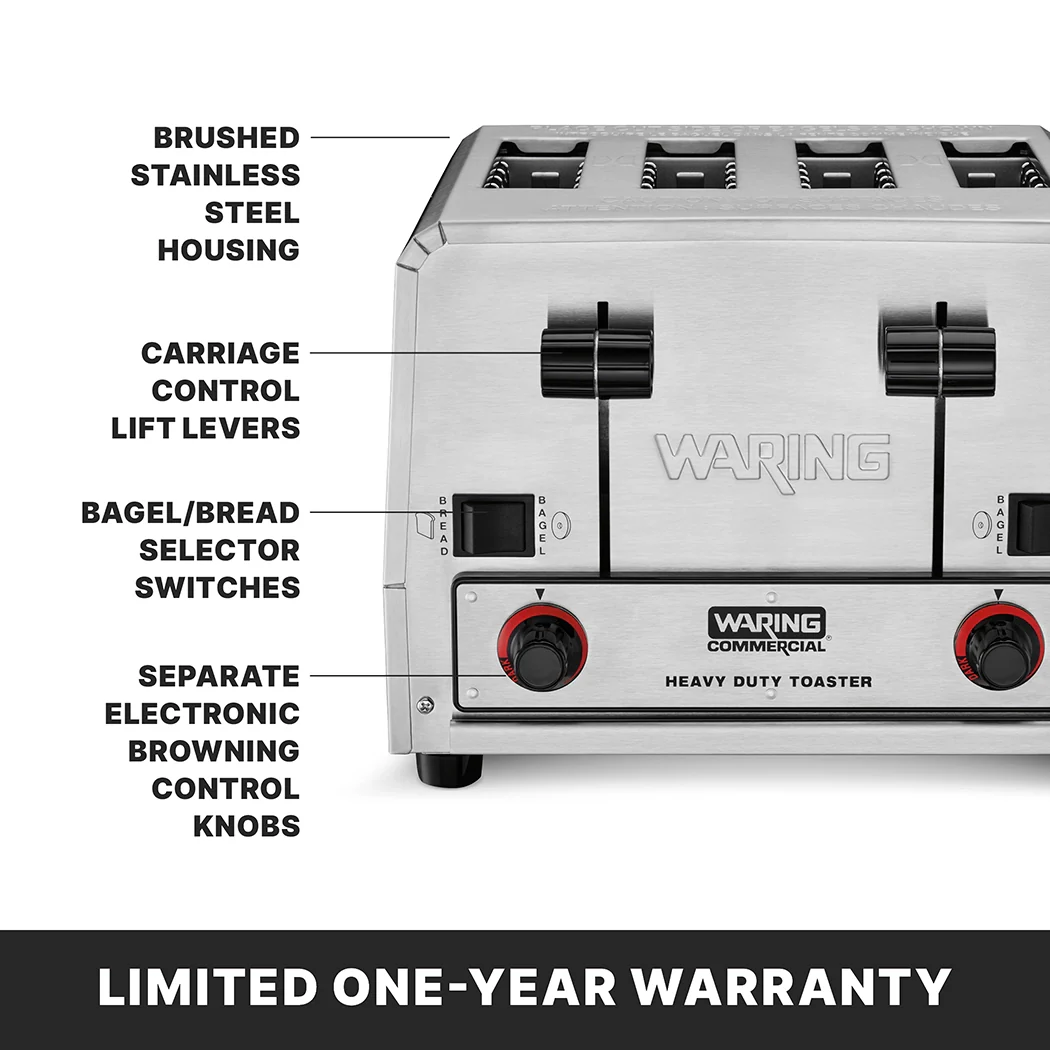 Waring WCT850E 14 Inch Commercial Electric Toaster Heavy-duty with 4 Slots Waring WCT850E 14 Inch Commercial Electric Toaster Heavy-duty with 4 Slots