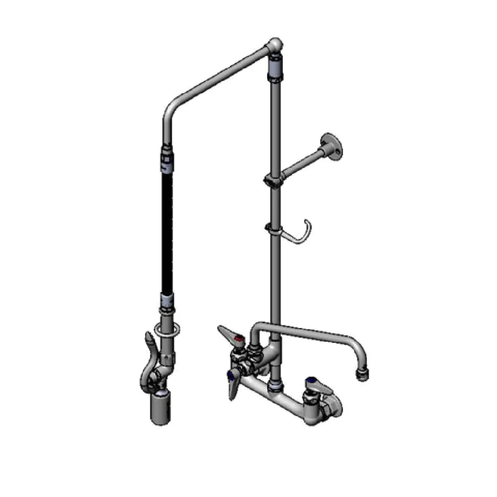 T&S Brass B-0131-ADF12-BC Pre-Rinse Faucet 8 Inch Adjustable Centers with Add-On Faucet