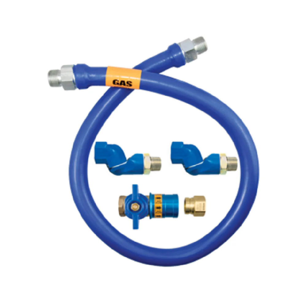 Dormont 1650BPCF2S60 1/2 Inch Diameter Moveable Gas Connector Hose Assembly 60 Inch Long with Quick Disconnect Valve and Swivel Fittings 54000 BTU Dormont 1650BPCF2S60 1/2 Inch Diameter Moveable Gas Connector Hose Assembly 60 Inch Long with Quick Disconnect Valve and Swivel Fittings 54000 BTU
