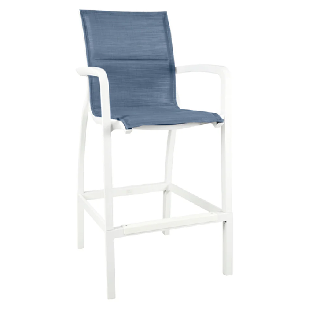 Grosfillex US016096 20 Inch Bar Stool with Arms Glacier White Antimicrobial Resin