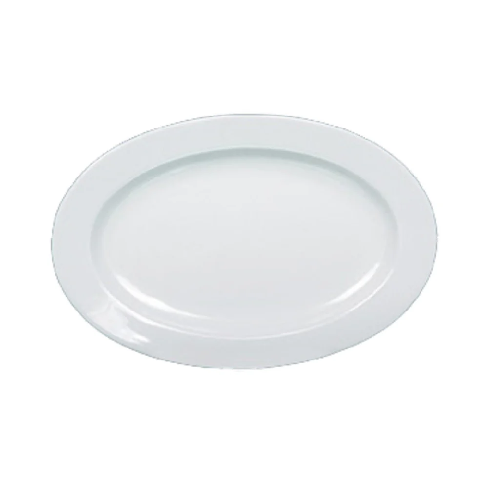 Yanco AC-51 15 Inch Oval Platter Rolled Edge Porcelain with Dishwasher Oven Microwave Safe