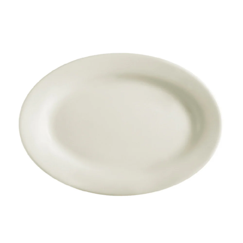 CAC China REC-51 15-1/2 Inch Oval Platter Rolled Edge Ceramic White