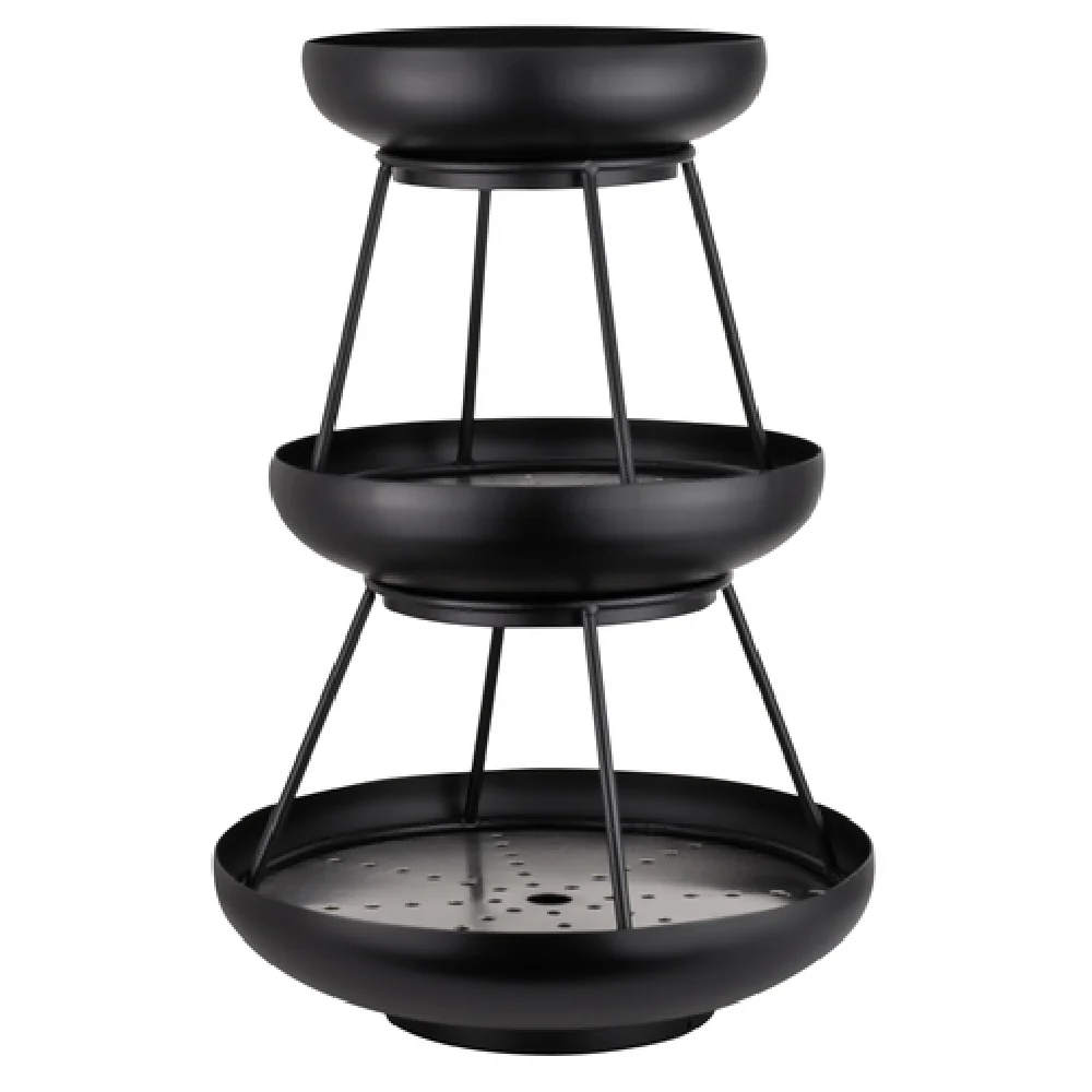 Steelite 5856JX61 11.625 Inch 3-Tier Seafood Stand Round Black Metal Stainless Steel Steelite 5856JX61 11.625 Inch 3-Tier Seafood Stand Round Black Metal Stainless Steel